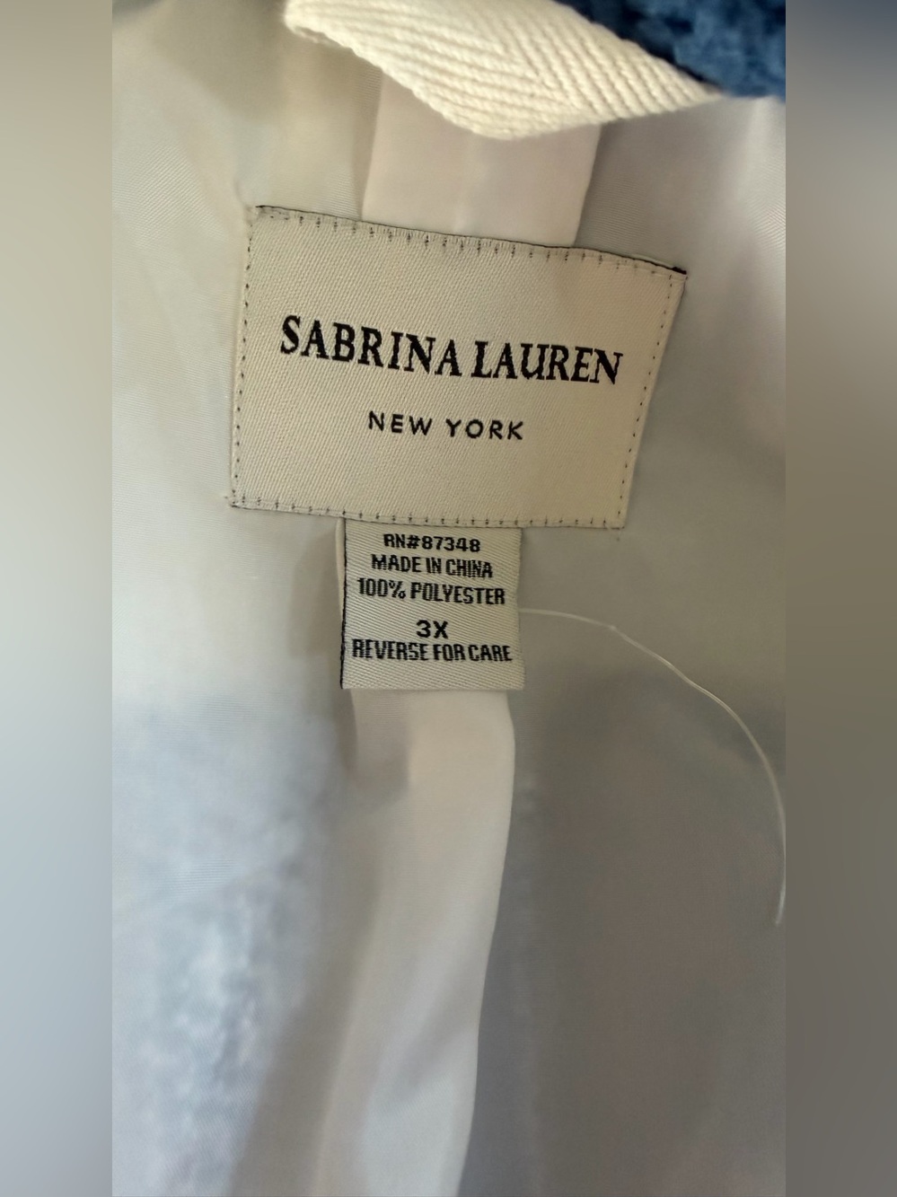 Blue and White Plaid Sherpa Coat by Sabrina Lauren - Picture 5 of 7